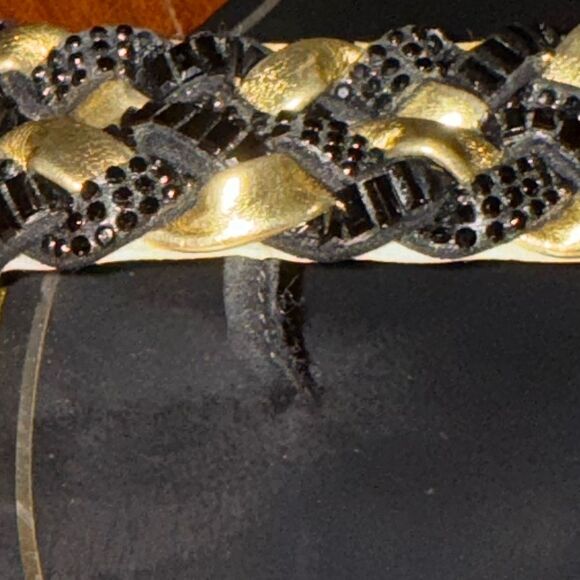 Rachael Zoe  tongs slides woven black and gold  with toe hold - Picture 2 of 10